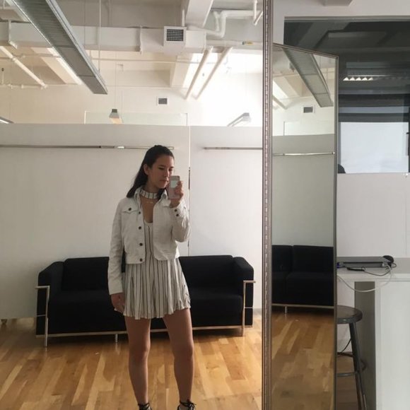 LF Black and White Striped Choker Romper - Picture 2 of 2